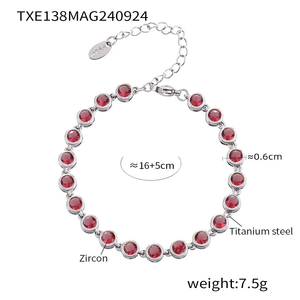 Titanium Steel Zircon Mixed Color Bracelet Vacuum Non-fading Necklace