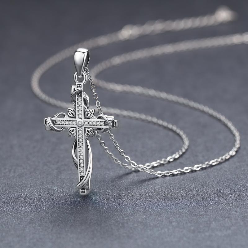 925 Sterling Silver for Women Cross Pendant Cross Jewelry Cross Necklace - Rhyme - and - Chain