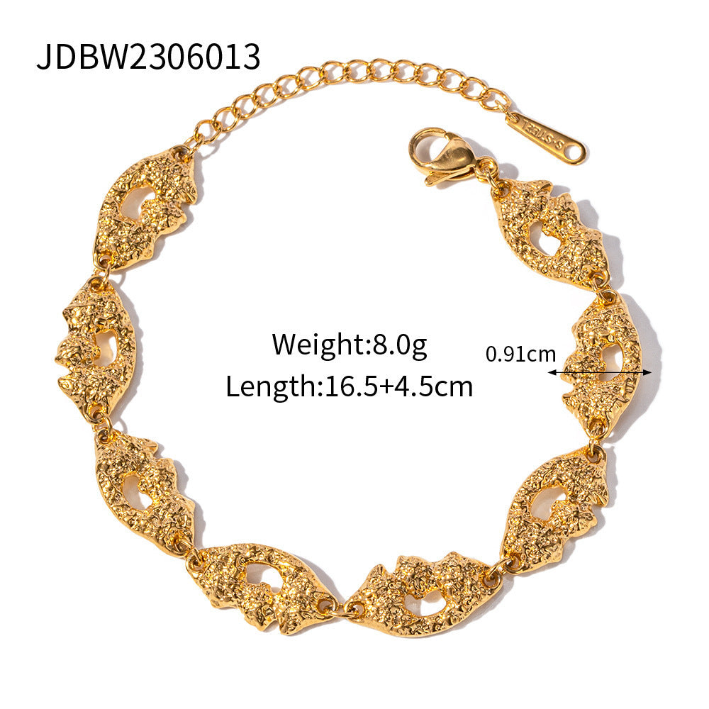 18K Gold Stainless Steel Wide Surface Bracelet High Sense