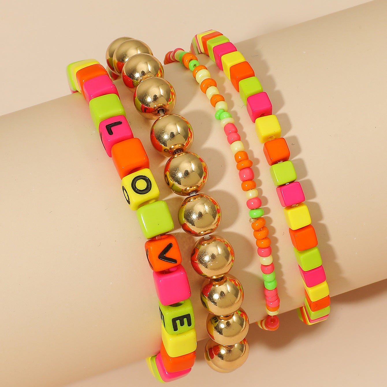 Bohemian Acrylic Letter Rice Bead Bracelet Summer Beauty - Rhyme-and-Chain