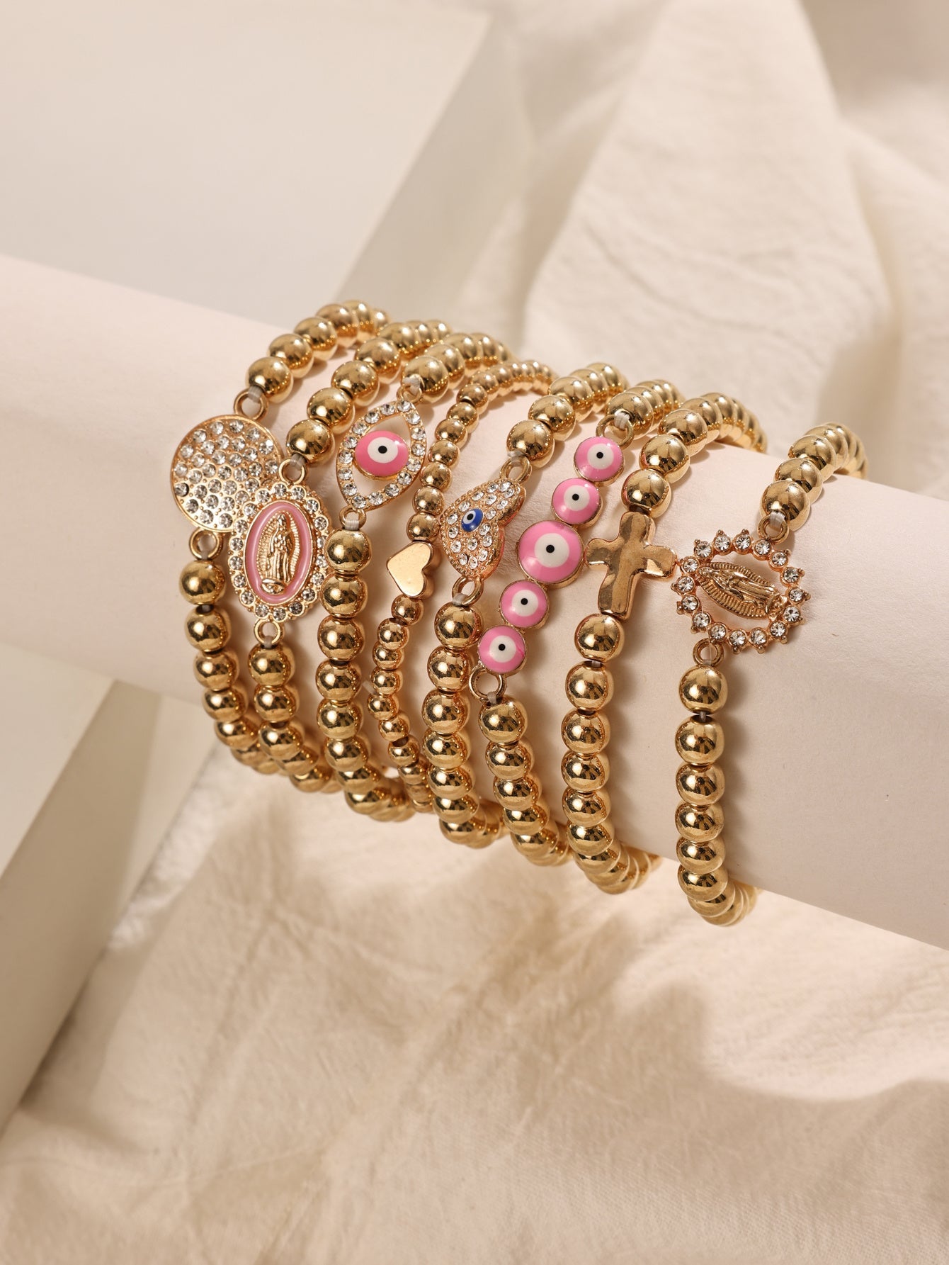 Bohemian Devil's Eye Bracelet Set Bead Multi Layer Stacked Bracelet - Rhyme-and-Chain