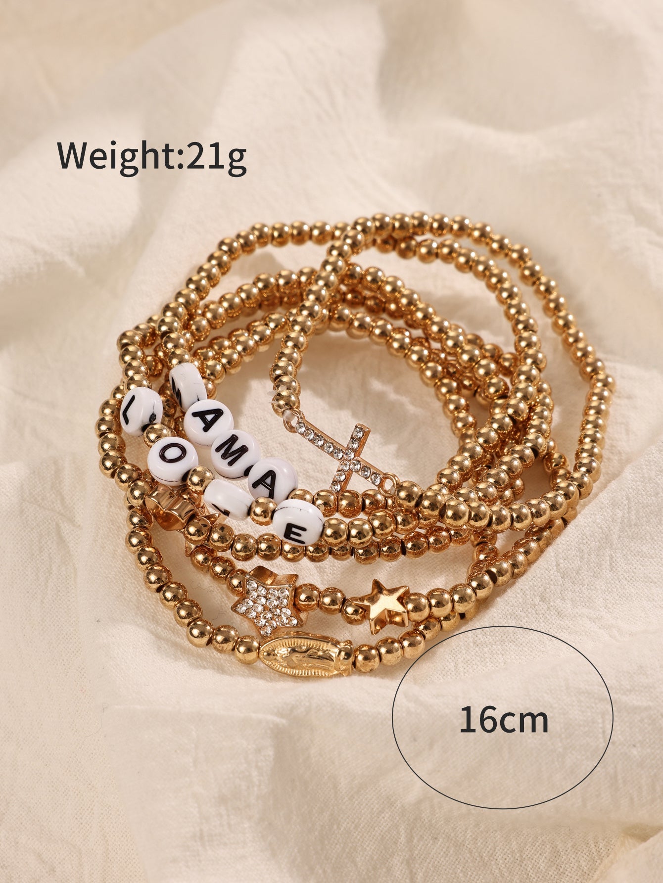 Bohemian Style Letter Bead Simple Gold Bead Handmade Bead Versatile Ethnic Style Layered Bracelet - Rhyme-and-Chain