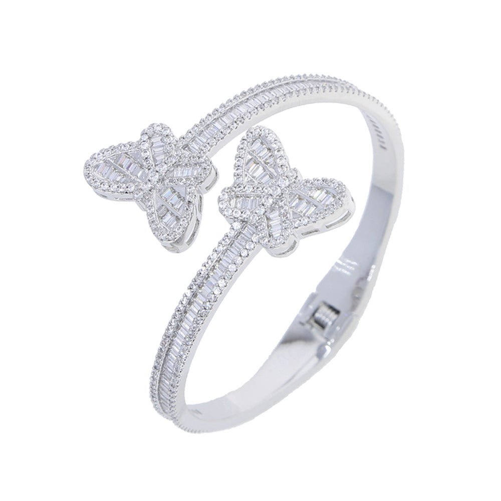 Butterfly Opening Bracelet Women's Iced Out Zircon Blingbling - Rhyme-and-Chain