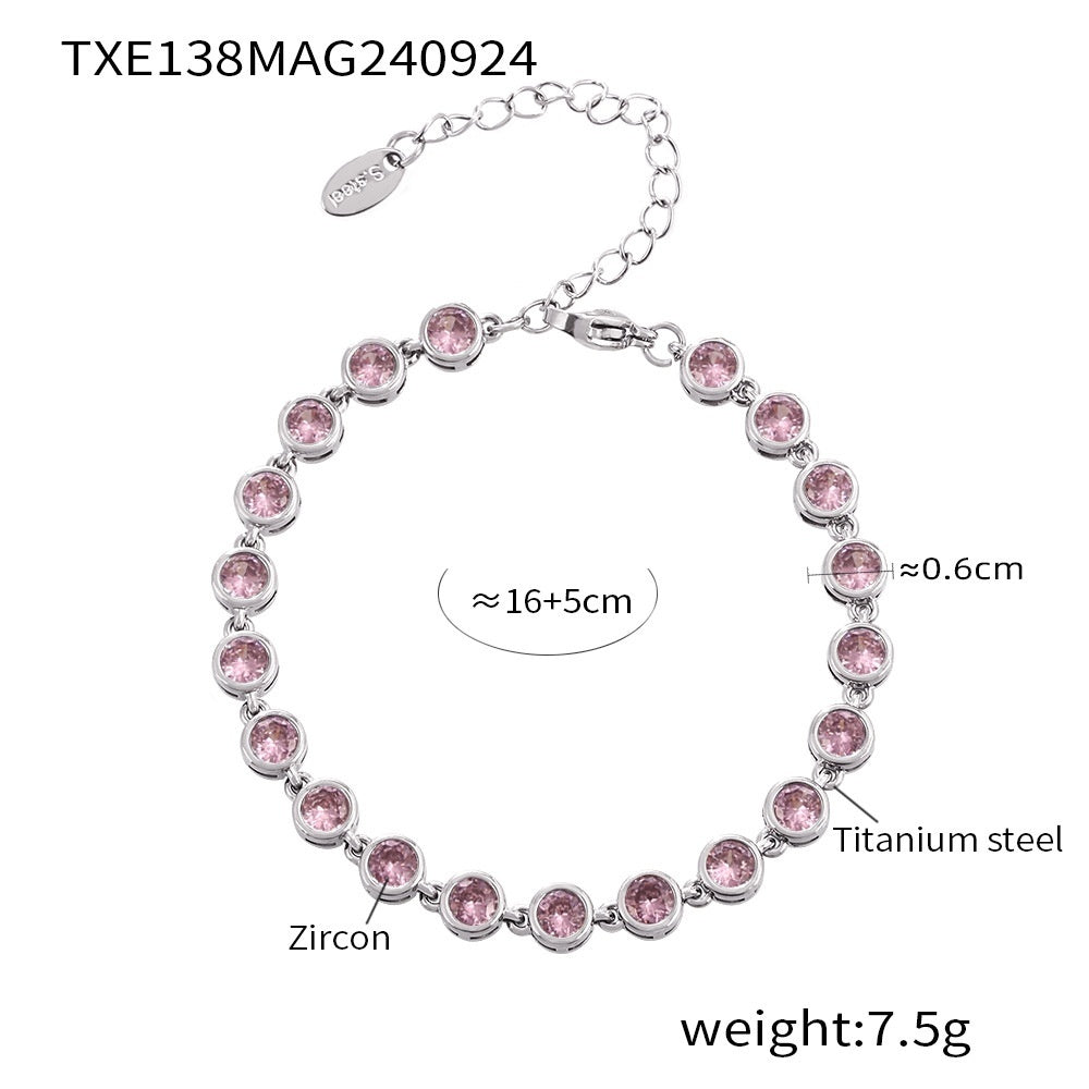 Titanium Steel Zircon Mixed Color Bracelet Vacuum Non-fading Necklace