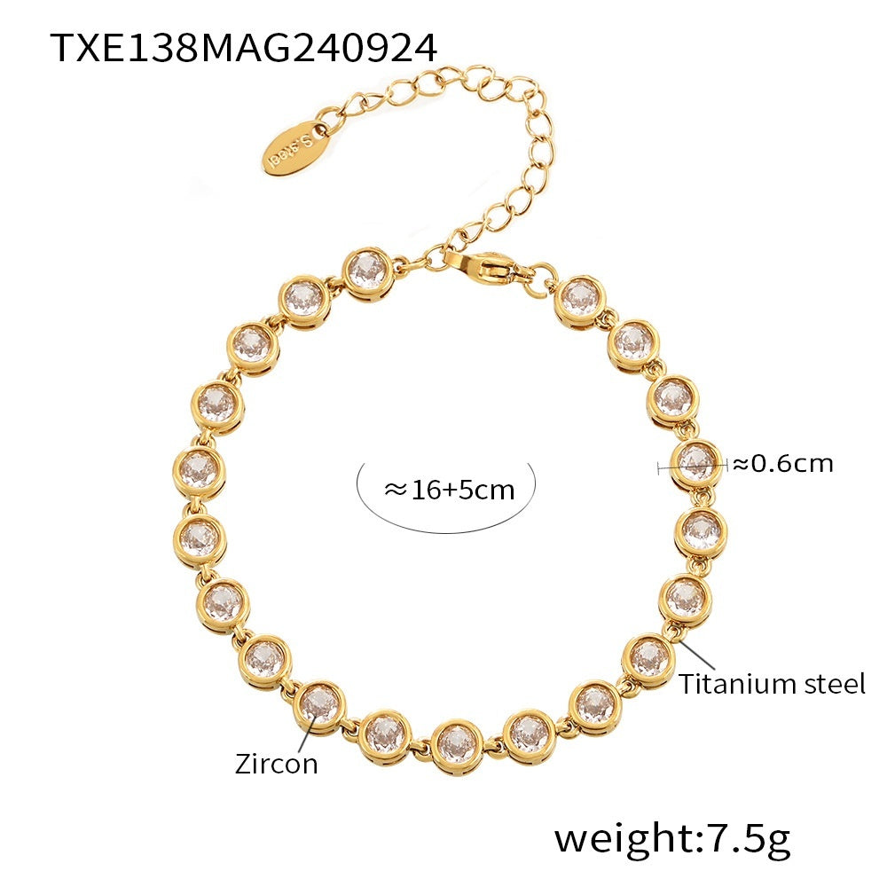 Titanium Steel Zircon Mixed Color Bracelet Vacuum Non-fading Necklace