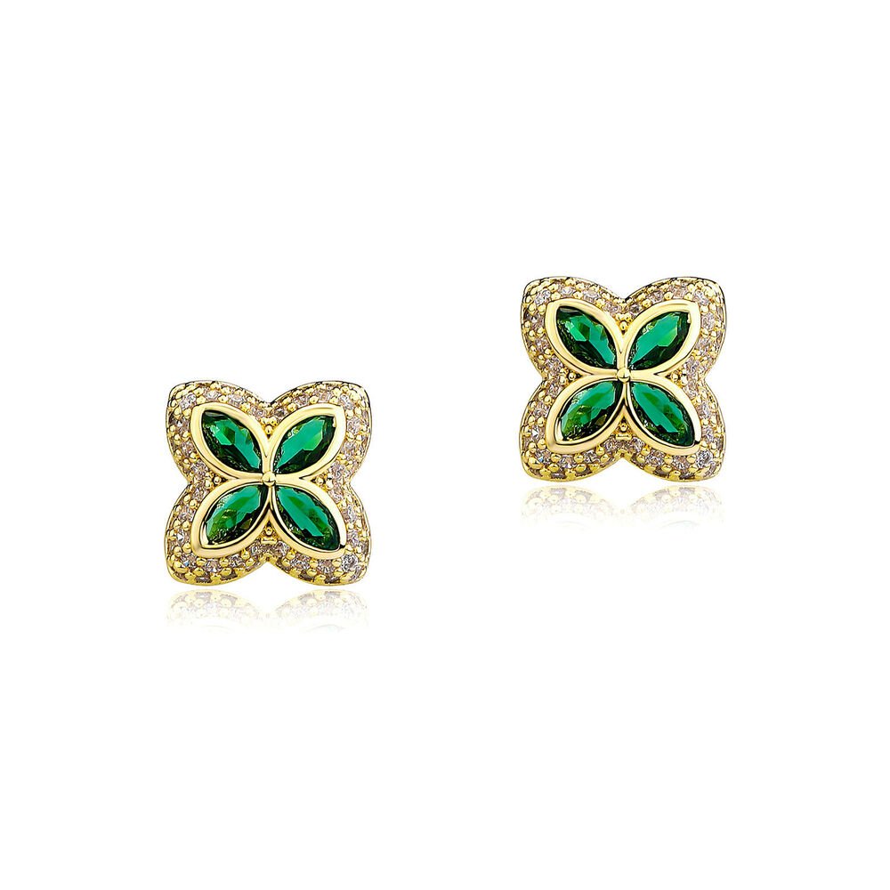 Charm Colorful Flower Cross Stud Earrings 14K Gold Plated S925 Needle Jewelry - Rhyme-and-Chain