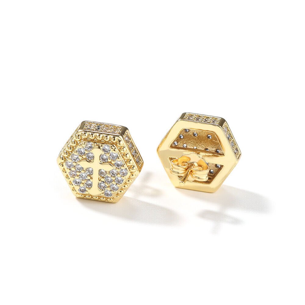 Charm Geometric Stud Earrings 5A Zircon 18K Real Gold Plated S925 Needle Jewelry - Rhyme-and-Chain