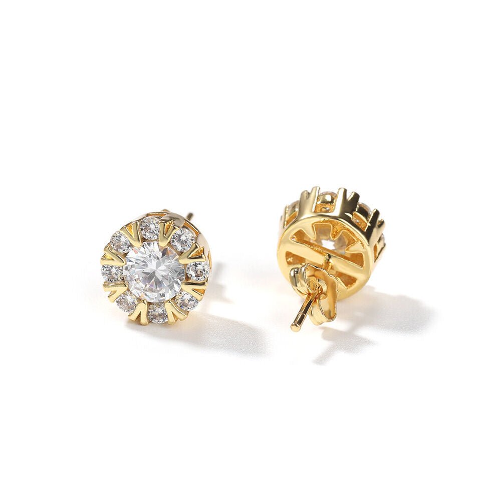 Charm Geometric Stud Earrings 5A Zircon 18K Real Gold Plated S925 Needle Jewelry - Rhyme-and-Chain