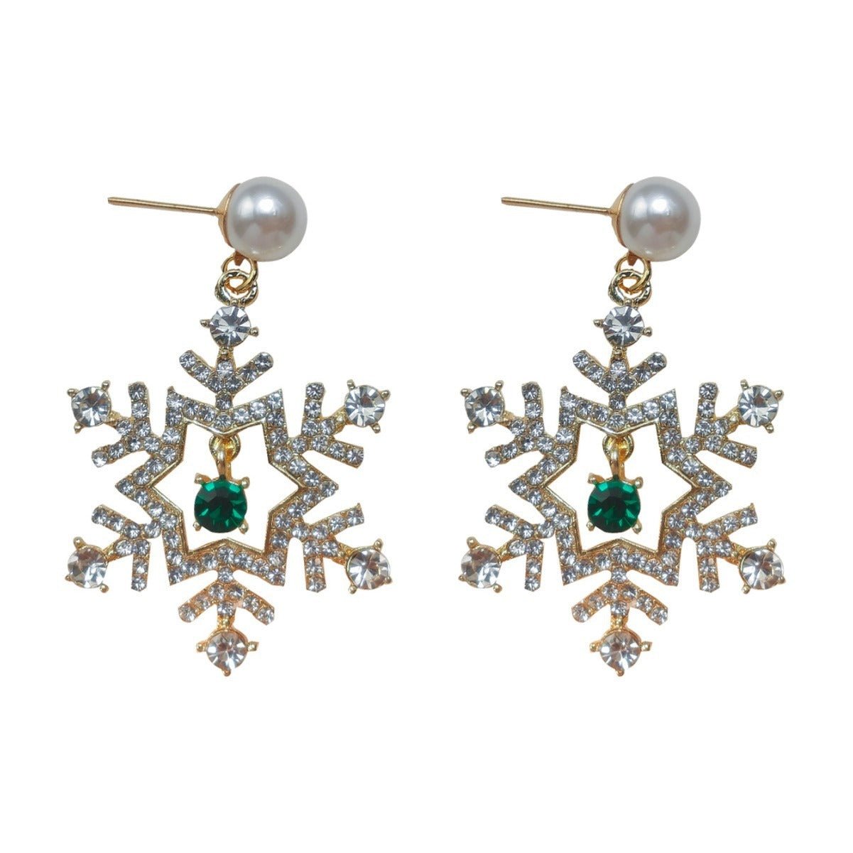 Christmas Snowflake Finely Inlaid Pendant Stud Earrings - Rhyme-and-Chain