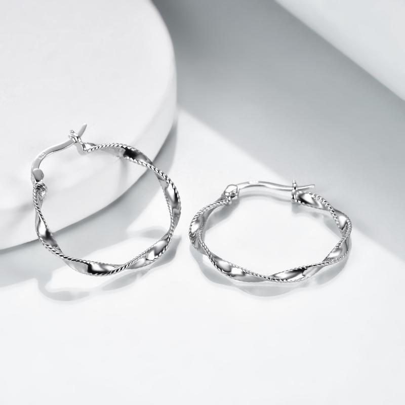 Circle Endless Hoop Earrings Twist Jewelry Gifts 30MM Hypoallergenic - Rhyme-and-Chain