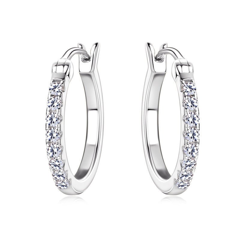 Circle Moissanite S925 Silver Earrings - Rhyme - and - Chain