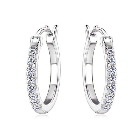 Circle Moissanite S925 Silver Earrings - Rhyme - and - Chain