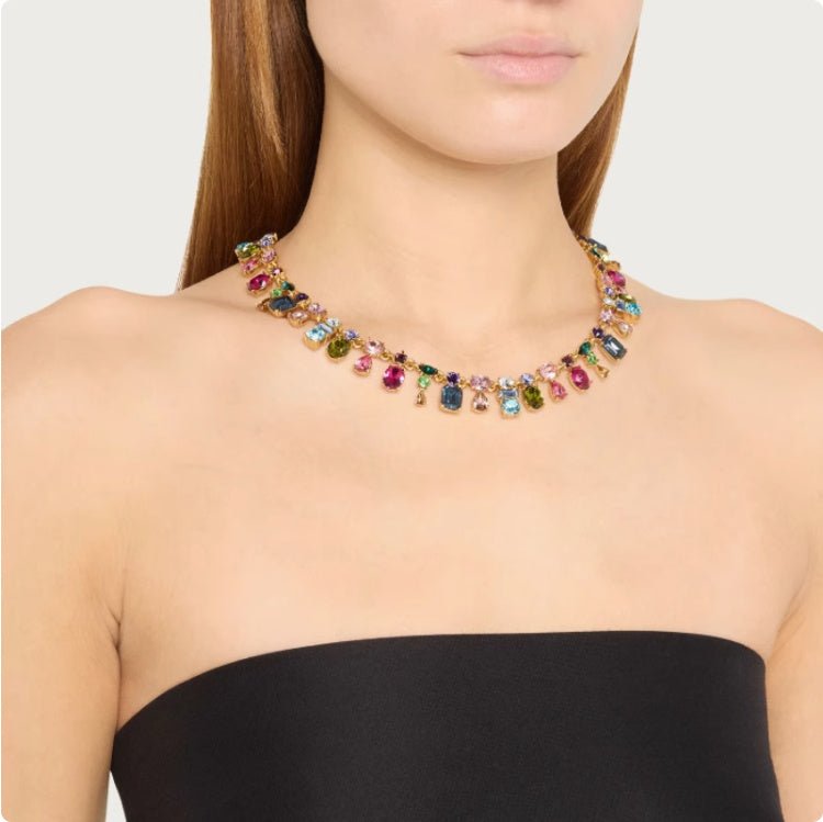 Color Crystal Color Combination Collar Bone Choker - Rhyme - and - Chain