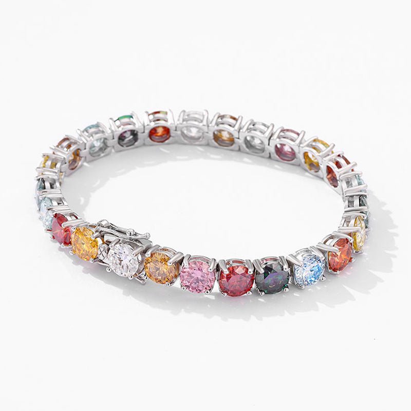 Colored Moissanite Tennis Bracelet 925 Sterling Silver - Rhyme - and - Chain