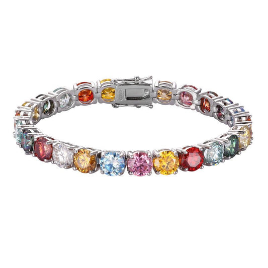 Colored Moissanite Tennis Bracelet 925 Sterling Silver - Rhyme - and - Chain