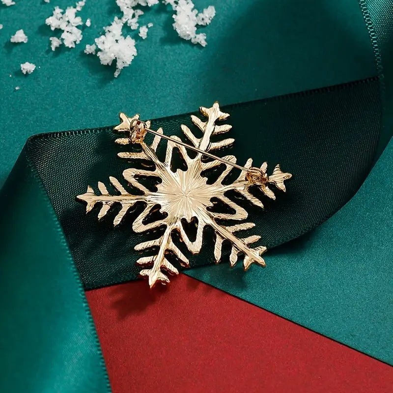 Creative Alloy Inlaid Colorful Rhinestone Christmas Snowflake Brooch - Rhyme-and-Chain