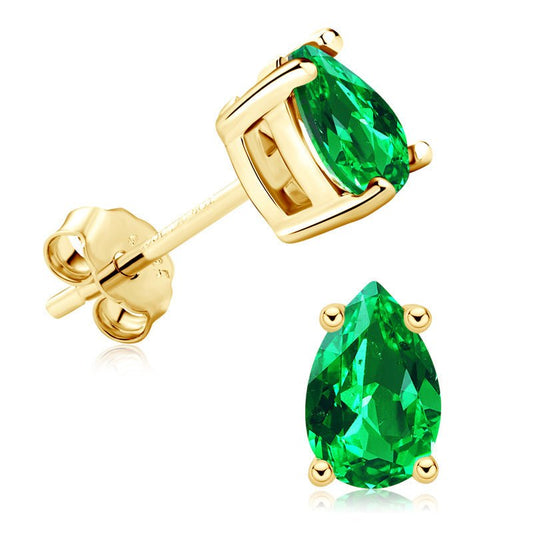 Creative Emerald Water Drop Ear Studs Simple S925 - Rhyme - and - Chain