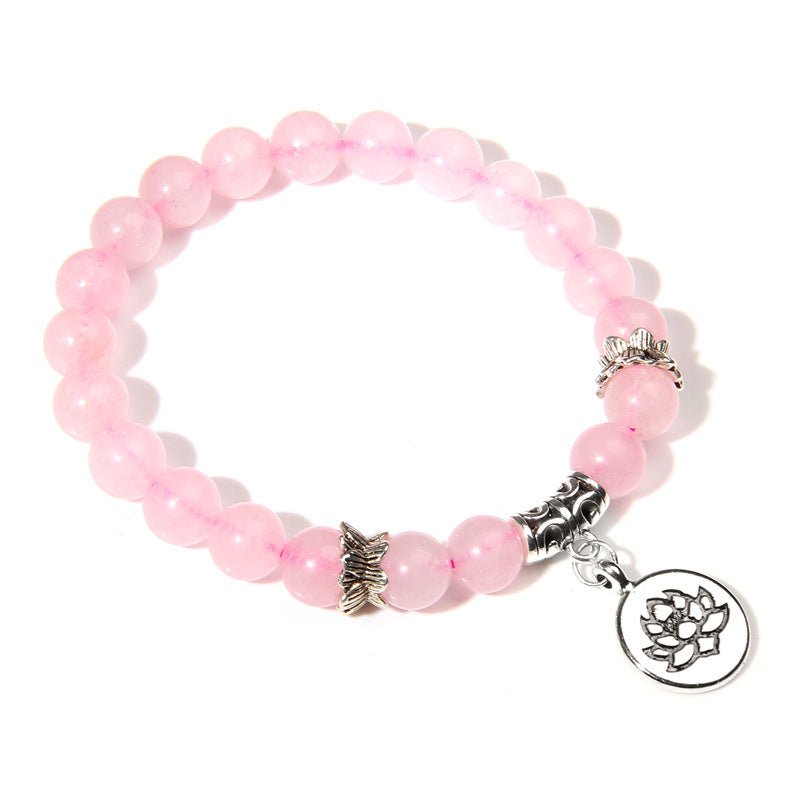 Crystal Lotus Pendant Gemstone Bead Bracelet - Rhyme - and - Chain