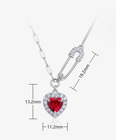 Cultivation Ruby/Moissanite Love Pendant 925 Silver Clavicle Chain - Rhyme-and-Chain