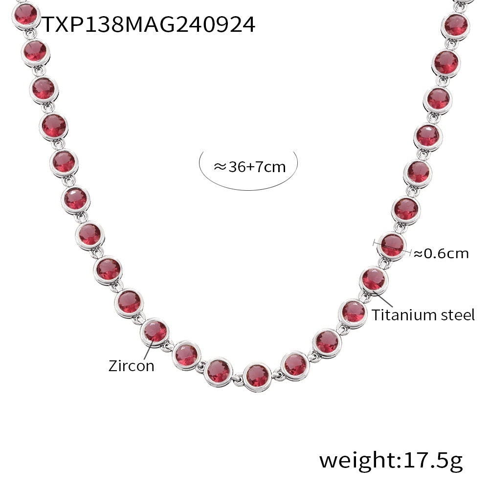 Titanium Steel Zircon Mixed Color Bracelet Vacuum Non-fading Necklace