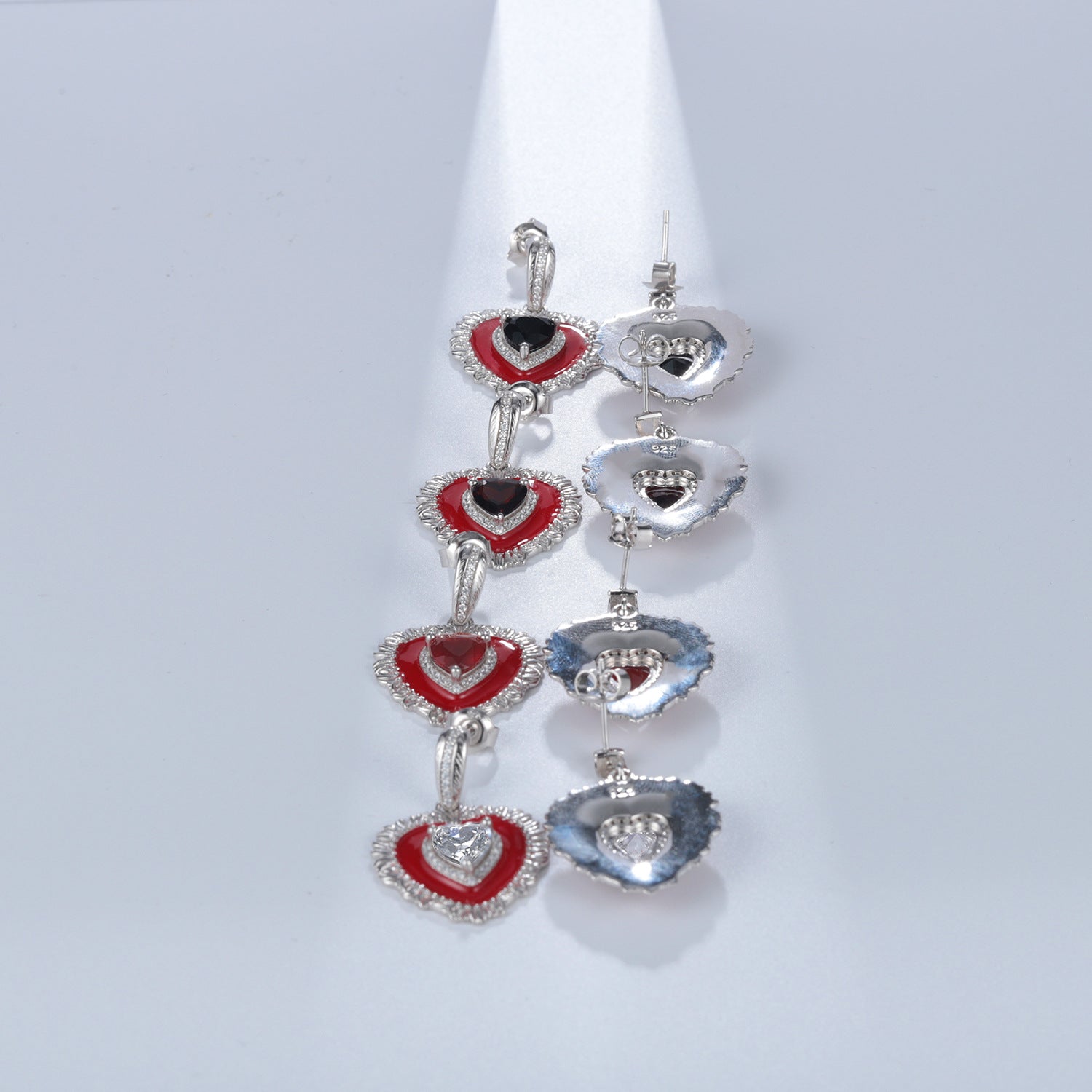 Designer Natural Garnet Earrings Love S925 Silver - Rhyme - and - Chain