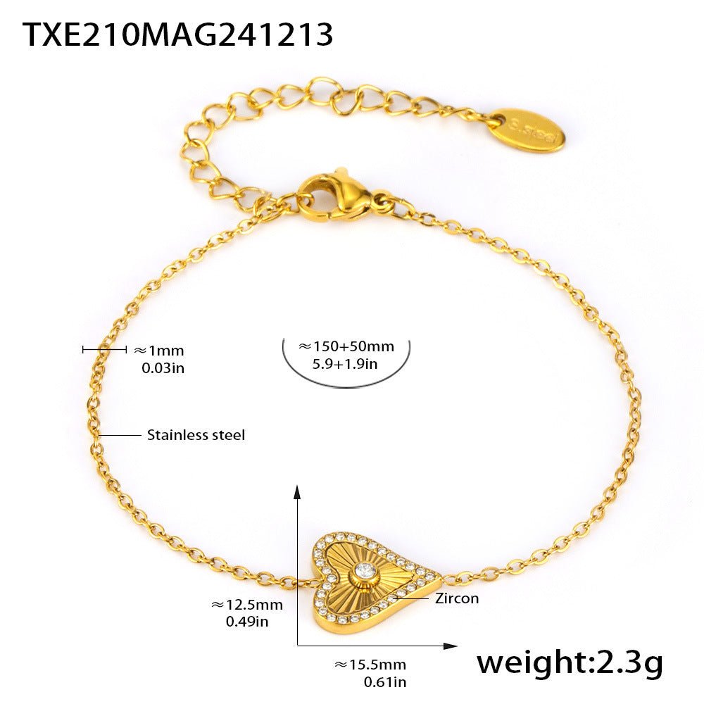 Double - layer Flower - picking Heart - shaped Diamond Top Chain - Rhyme - and - Chain