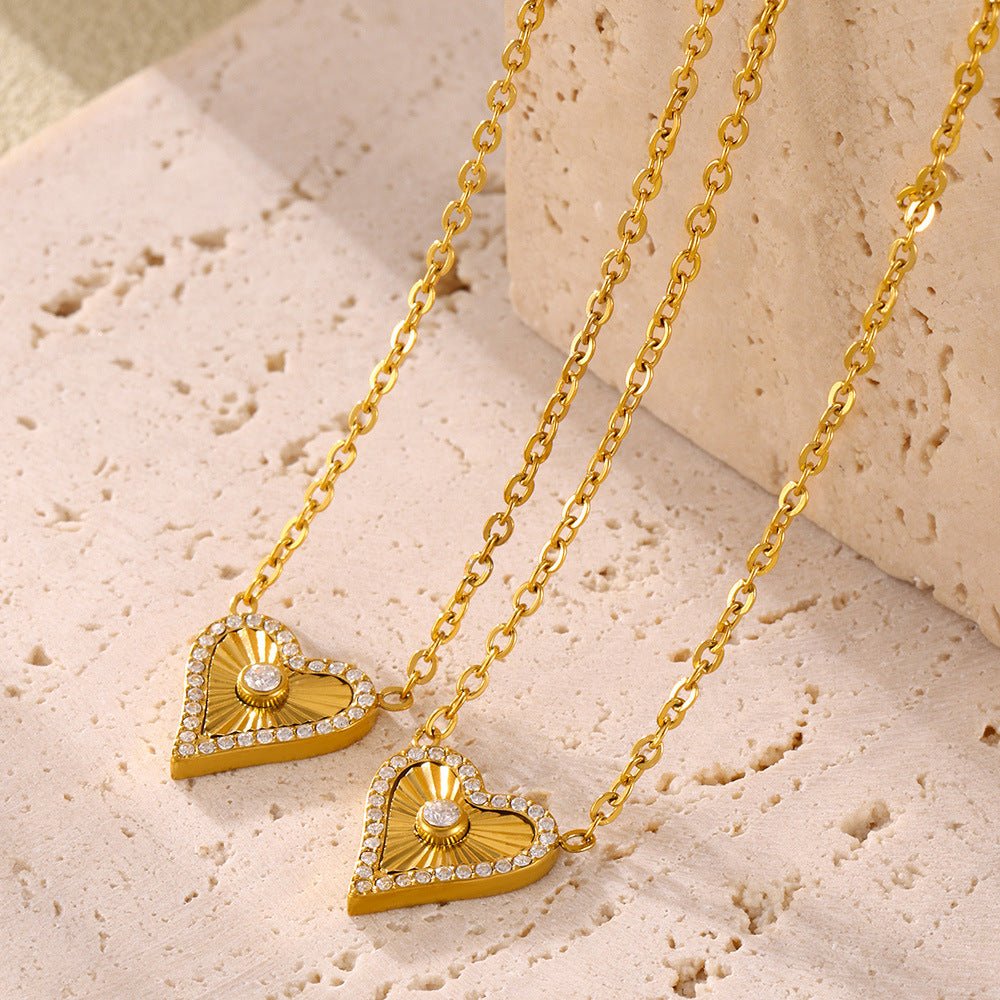 Double - layer Flower - picking Heart - shaped Diamond Top Chain - Rhyme - and - Chain