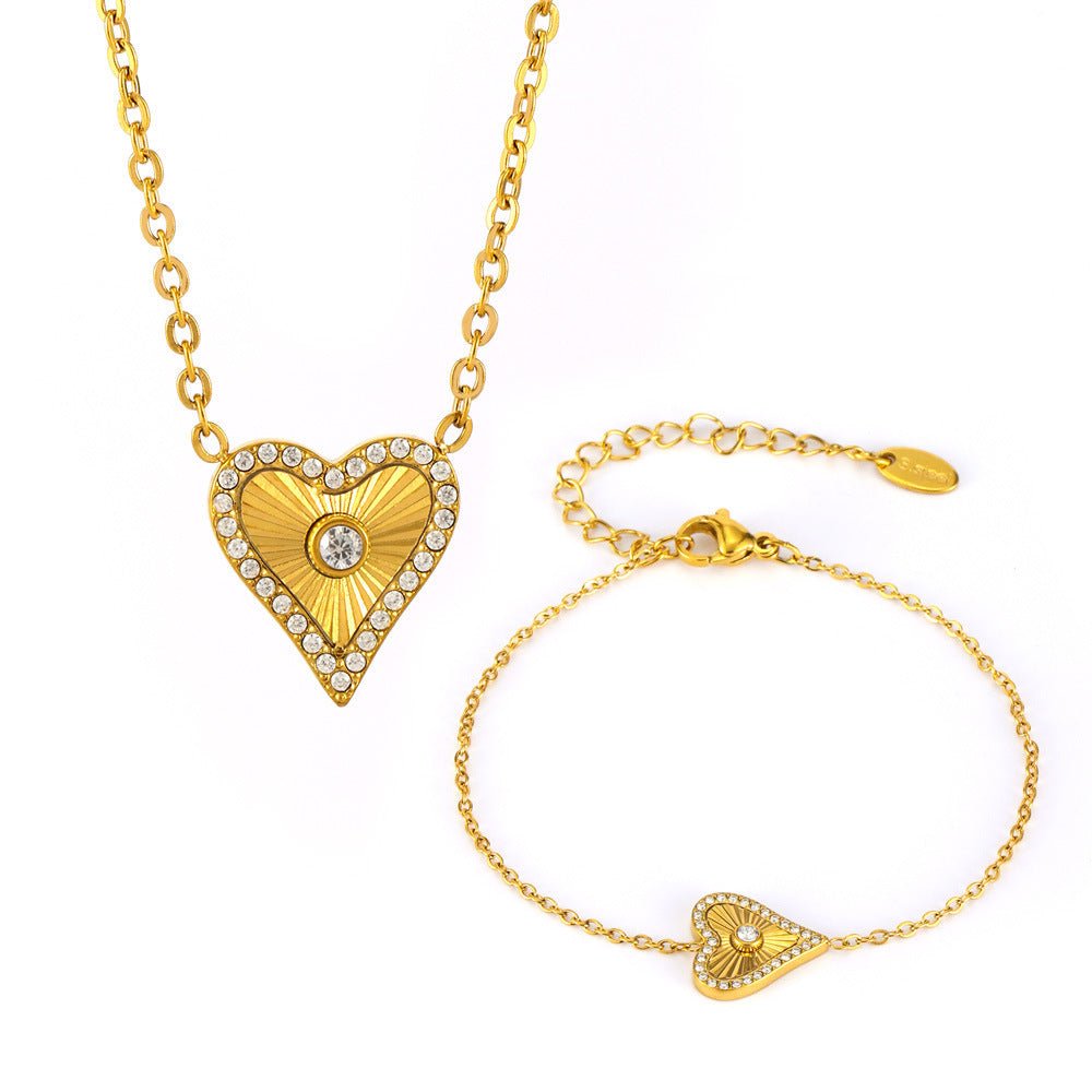 Double - layer Flower - picking Heart - shaped Diamond Top Chain - Rhyme - and - Chain