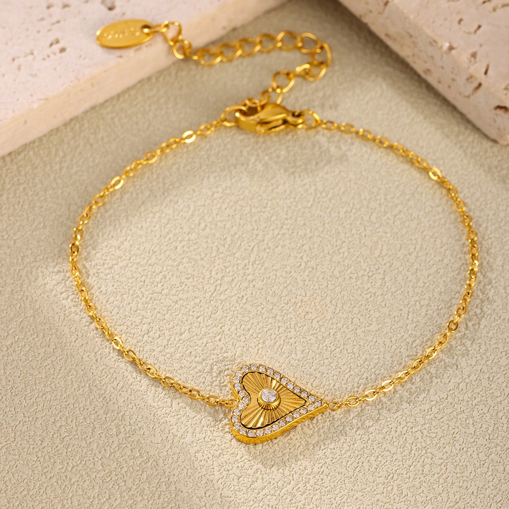 Double - layer Flower - picking Heart - shaped Diamond Top Chain - Rhyme - and - Chain