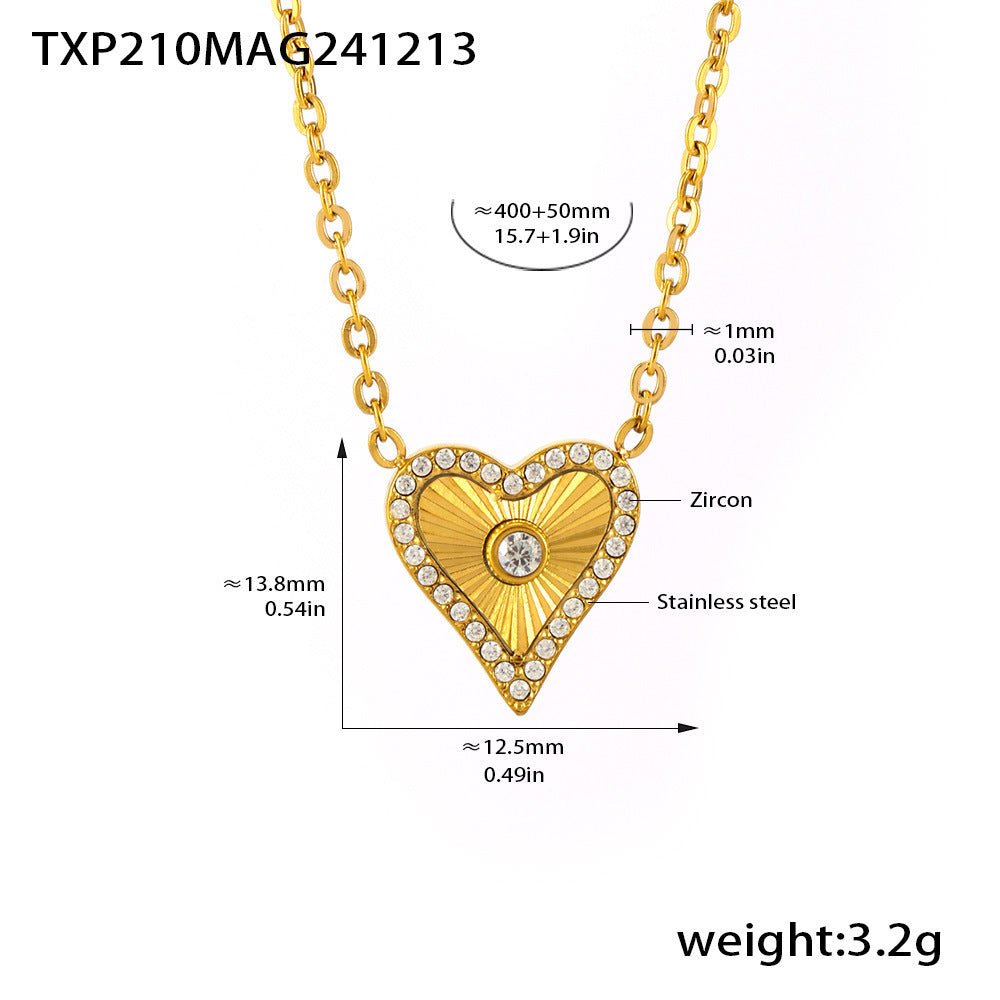 Double - layer Flower - picking Heart - shaped Diamond Top Chain - Rhyme - and - Chain