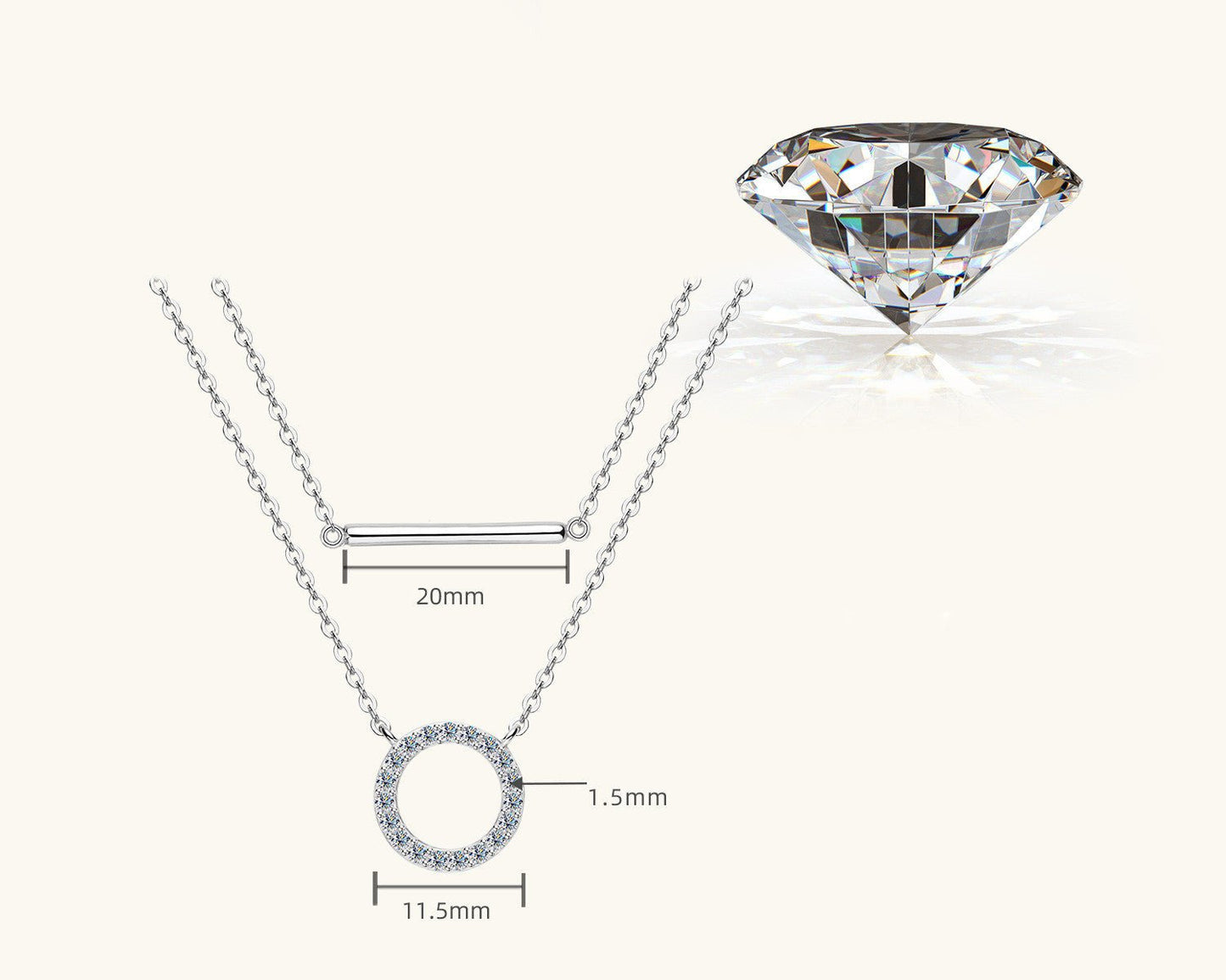 Double Layer Twin Moissanite Women's Necklace - Rhyme - and - Chain