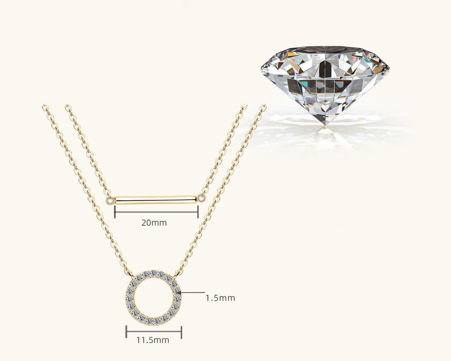 Double Layer Twin Moissanite Women's Necklace - Rhyme - and - Chain