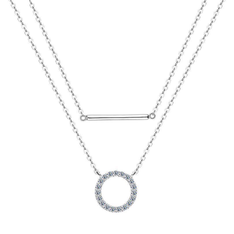 Double Layer Twin Moissanite Women's Necklace - Rhyme - and - Chain