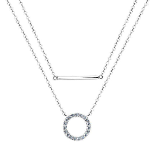 Double Layer Twin Moissanite Women's Necklace - Rhyme - and - Chain