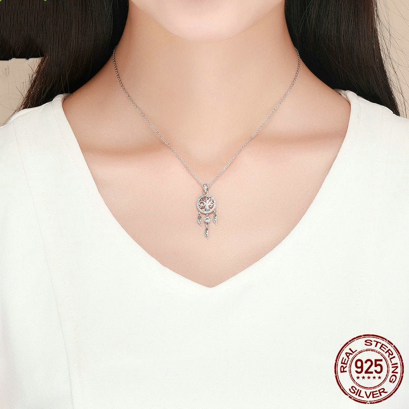 Dream Catcher 925 Silver Necklace - Rhyme - and - Chain