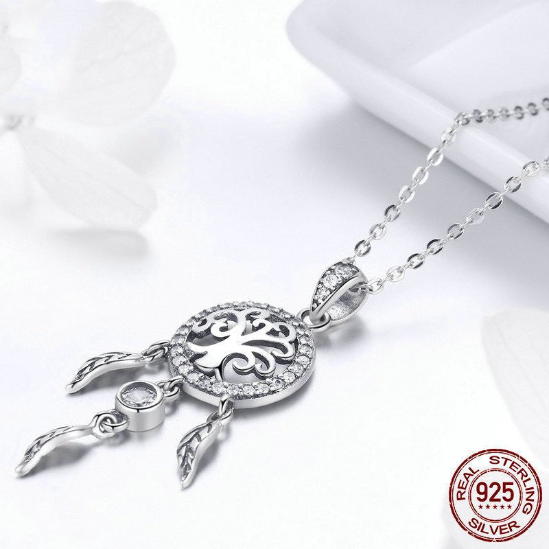 Dream Catcher 925 Silver Necklace - Rhyme - and - Chain