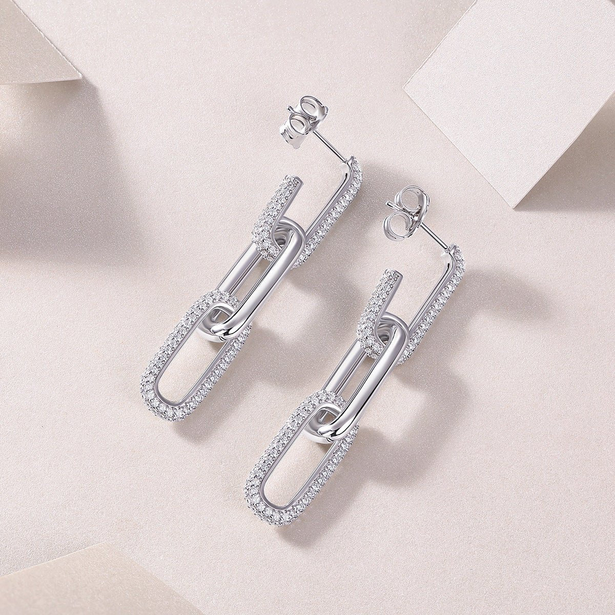 Fashion Geometric Silver Moissanite Earrings - Rhyme - and - Chain