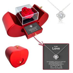 Red Apple Christmas Gift Necklace Eternal Rose For Girl Mother's Day Valentine's Day Gifts