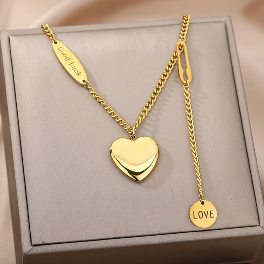 Fashion Jewelry Multilayer Heart Pendant Necklaces - Rhyme - and - Chain