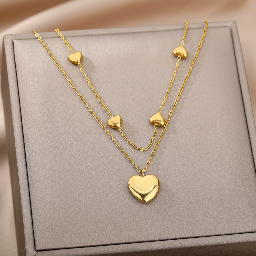 Fashion Jewelry Multilayer Heart Pendant Necklaces - Rhyme - and - Chain