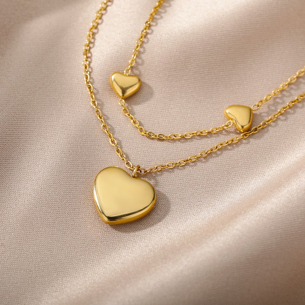 Fashion Jewelry Multilayer Heart Pendant Necklaces - Rhyme - and - Chain