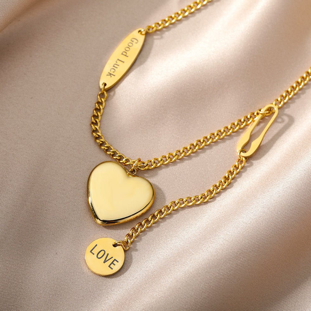 Fashion Jewelry Multilayer Heart Pendant Necklaces - Rhyme - and - Chain