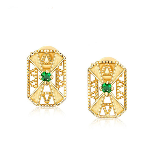 Fashion Women's Simple Emerald Geometric Earrings - Rhyme - and - Chain