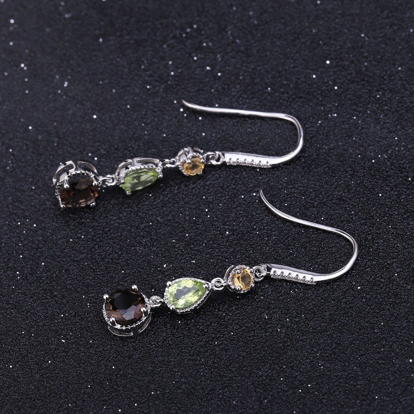 Fashionable Elegant Natural Gemstone Drop Earrings S925 Silver - Rhyme - and - Chain