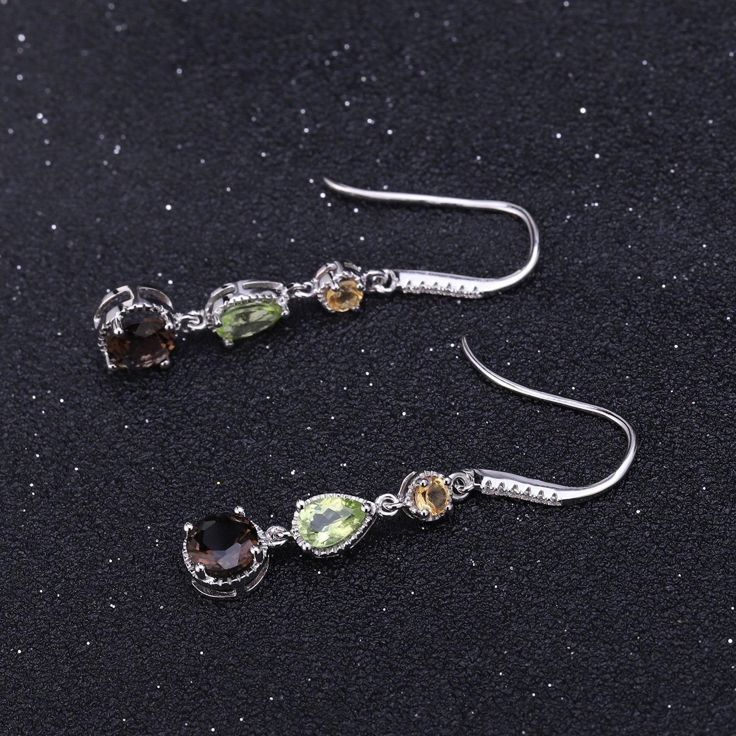 Fashionable Elegant Natural Gemstone Drop Earrings S925 Silver - Rhyme - and - Chain