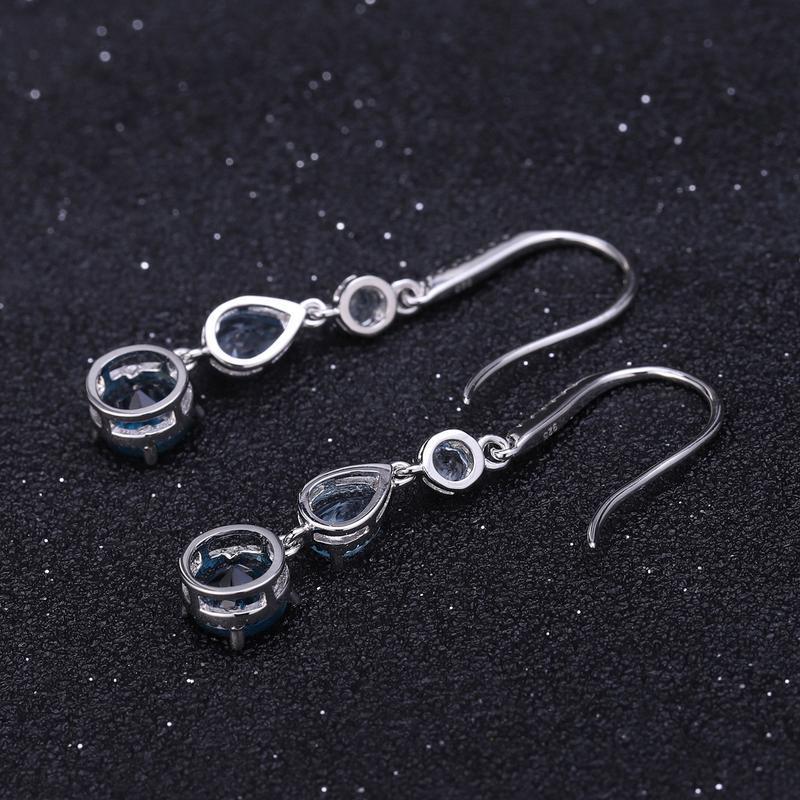 Fashionable Elegant Natural Gemstone Drop Earrings S925 Silver - Rhyme - and - Chain