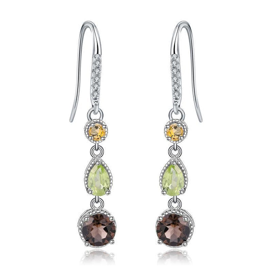 Fashionable Elegant Natural Gemstone Drop Earrings S925 Silver - Rhyme - and - Chain