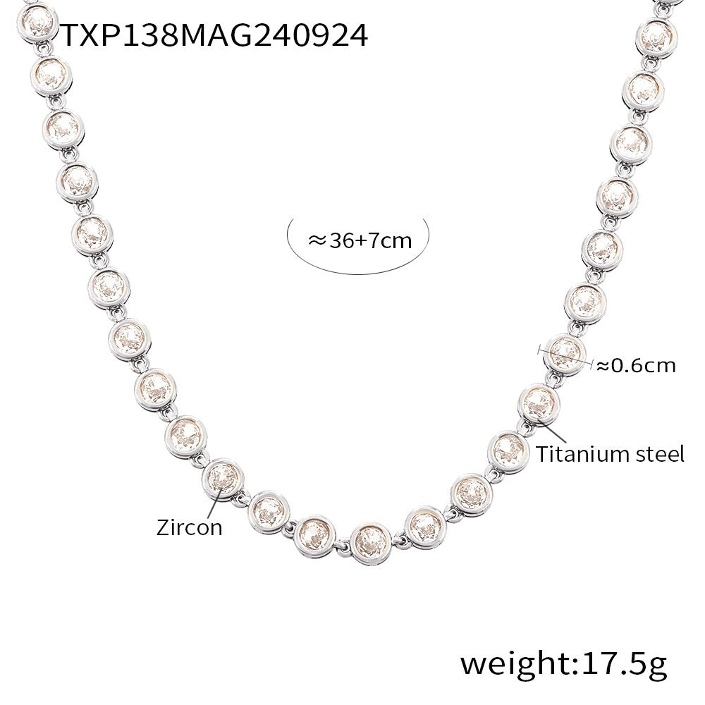 Titanium Steel Zircon Mixed Color Bracelet Vacuum Non-fading Necklace