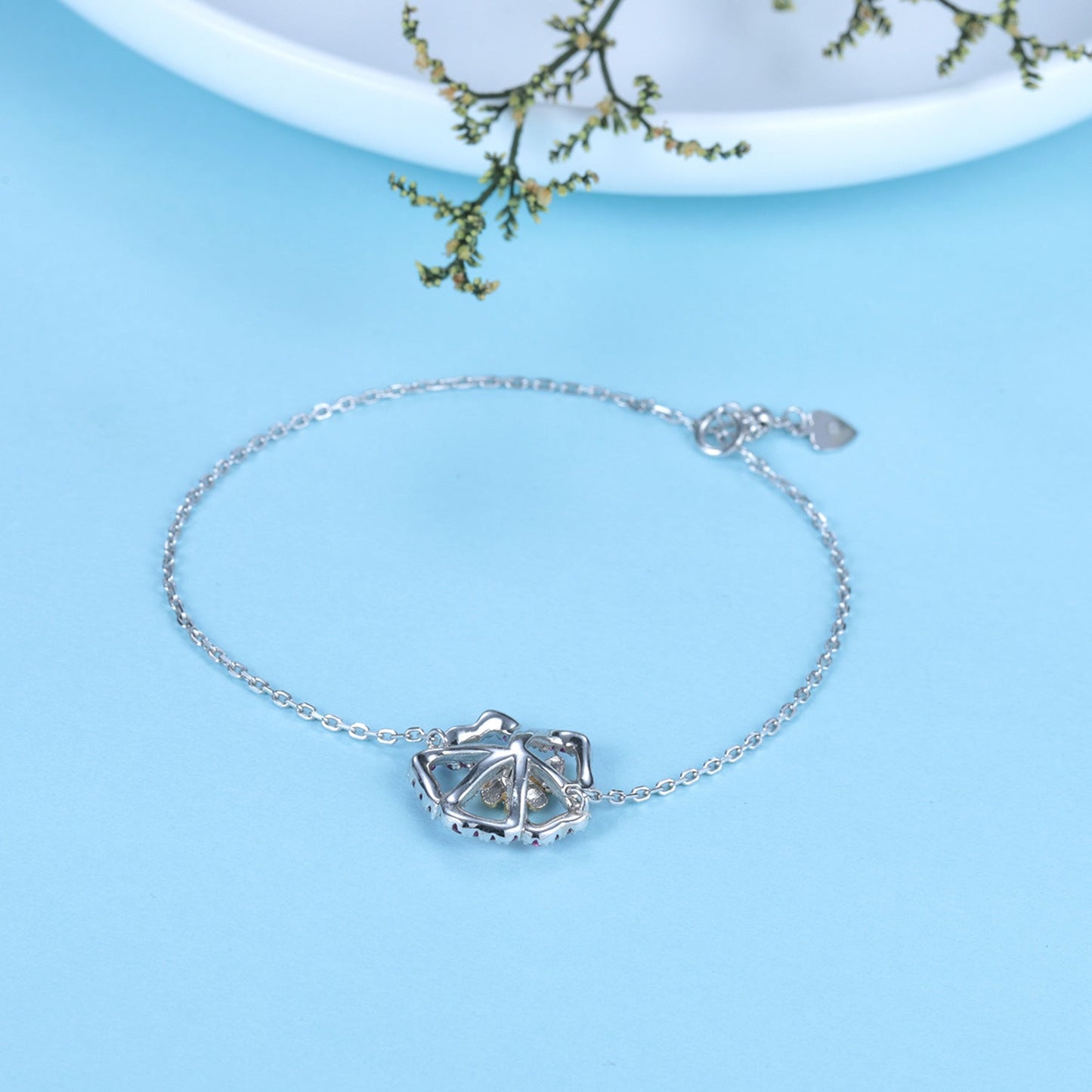 Floral 925 Silver Natural Topaz Bracelet - Rhyme - and - Chain