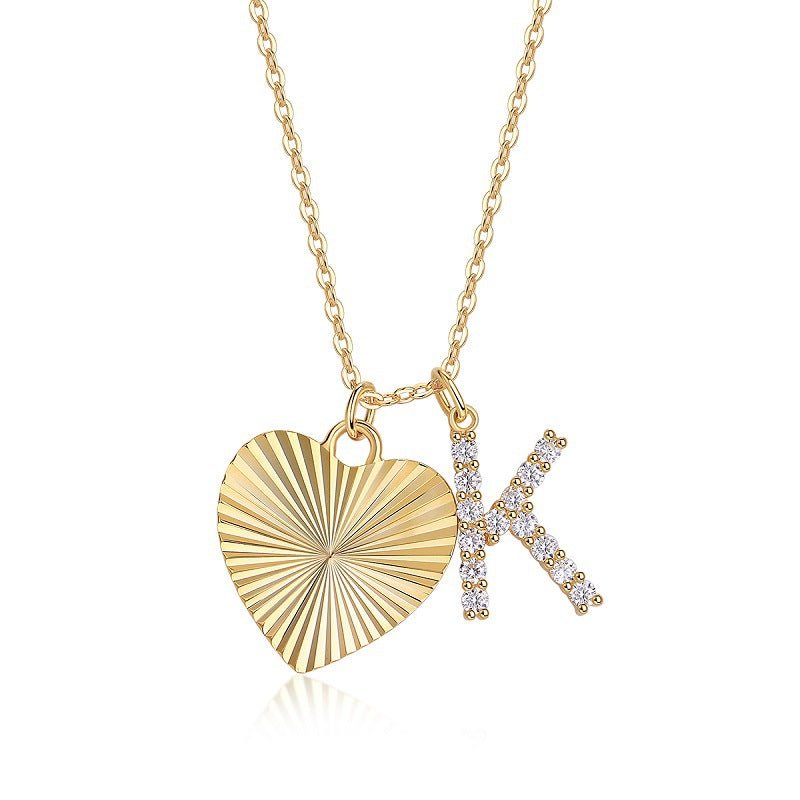 Gold - plated Love K Pendant Moissanite S925 Silver Necklace - Rhyme - and - Chain